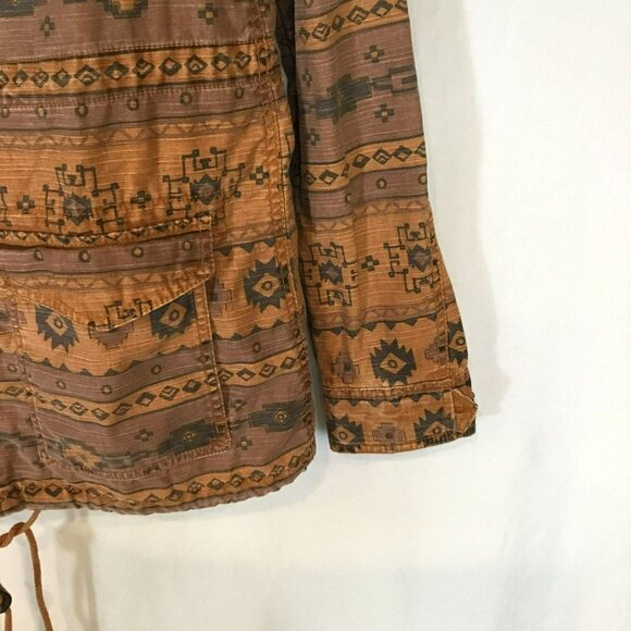 Divided by H&M Canvas Jacket Women's Size 6 Aztec Print Full Zip Front in Rust - Picture 5 of 13